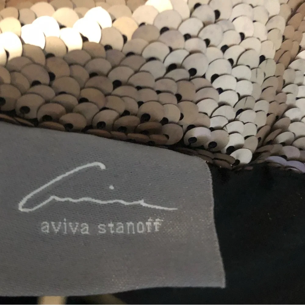 NWOT Aviva Stanoff Mermaid Sequined Black & Champagne Gold Down‎ Pillow 18 x 18